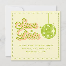 Reserve A Data Retro Disco Wedding Save The Date Card