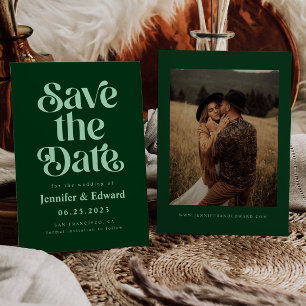 Reserve A Data Retro Emerald Green Wedding