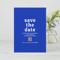 Retro Font Royal Blue QR Code Modern Wedn