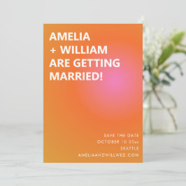 Reserve A Data Retro Orange Pink Bold Gradient Modern Wedding 