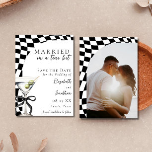Reserve A Data Retro Preto e Branco Foto Dirty Martini Casamento