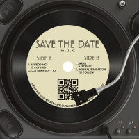 Retro Tan Vinyl Record Casamento Salvar Data