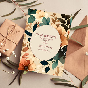 Reserve A Data Retro Vintage Sessenta Casamento Terracotta