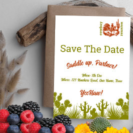 Reserve A Data reunião de cacto de ferrugem e de cowboy verde-oli