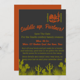 Reserve A Data reunião de cacto de ferrugem e de cowboy verde-oli