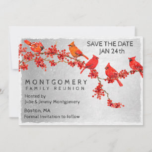 Reserve A Data Reunião Familiar Cardinhos Vermelhos Prata Salvar 