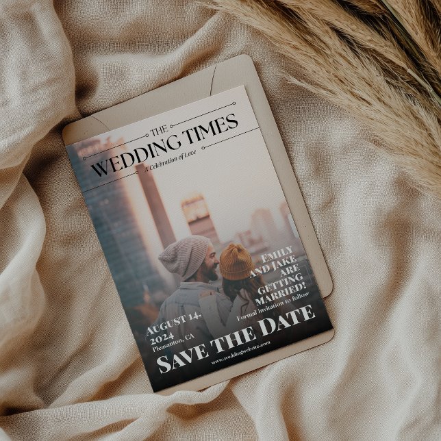 Reserve A Data Revista de Jornal de Foto de Casamento Engraçada (Criador carregado)