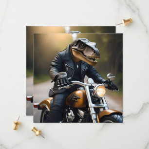 Reserve A Data **"Rex Revved Up: T-Rex em couro em uma moto