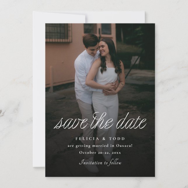 Reserve A Data Ribbon Script Minimalist Wedding Photo (Frente)