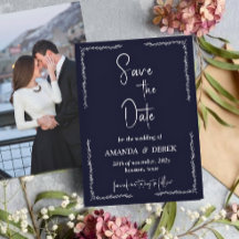 Rich Dark Blue Weding Save the Date