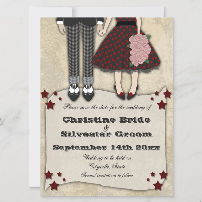 Reserve A Data Rockabilly Wedding, 6.5x8.75 salvar a data (Frente)