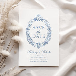 Reserve A Data Rococó Vintage Azul Poeirento Save The Date