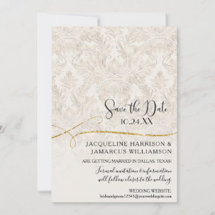 Reserve A Data Rolo Dourado Damasko Marfim Dourado Salve a Data