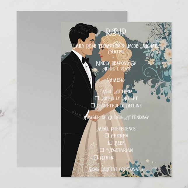 Reserve A Data Romance de eterno: Noiva de Aquarela e Groom (Frente/Verso)