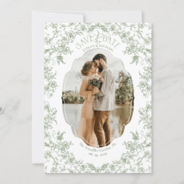 Reserve A Data Romance Floral Chinoiserie Clássico Amor Verde Sag