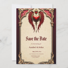 Reserve A Data Romance venenoso com coração e asas.