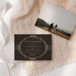 Reserve A Data Romantic Baroque Ornate Frame Dark Brown Photo