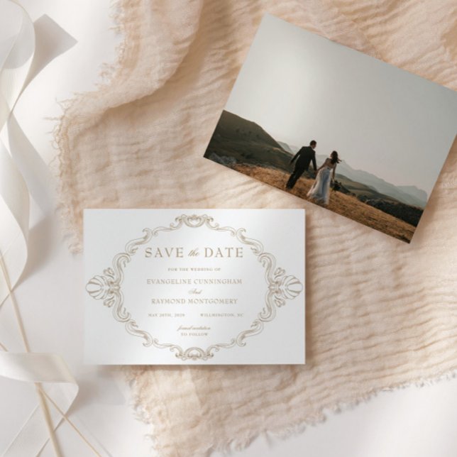 Reserve A Data Romantic Baroque Ornate Frame Photo (Criador carregado)