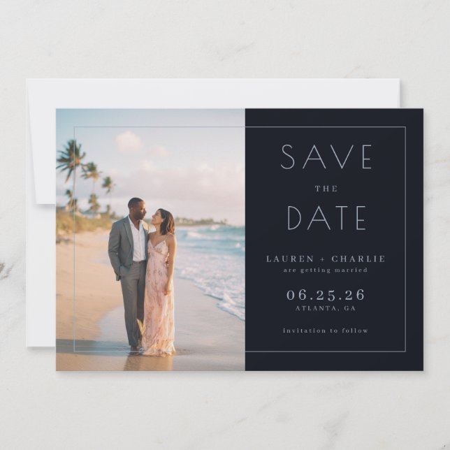 Reserve A Data Romantic Black Minimalist Photo (Frente)