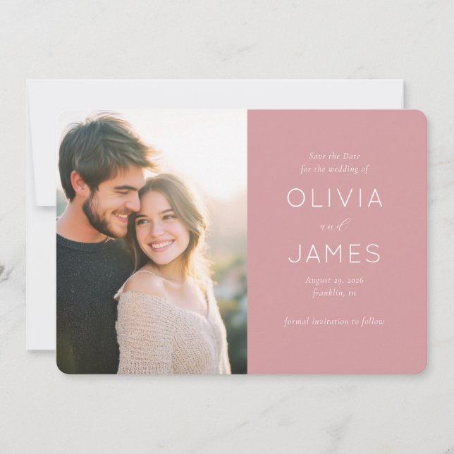 Reserve A Data Romantic Blush Minimalist Photo (Frente)