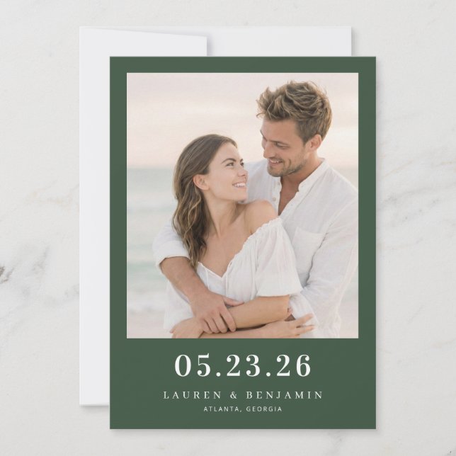 Reserve A Data Romantic Dark Green Photo (Frente)