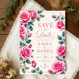 Reserve A Data Romantic Floral  Watercolor Pink Rose 