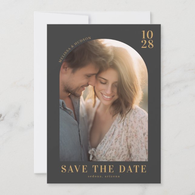 Reserve A Data Romantic Gold Elegant Photo (Frente)
