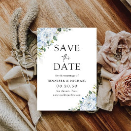 Reserve A Data Romantic Light Blue Floral Wedding Save The Date