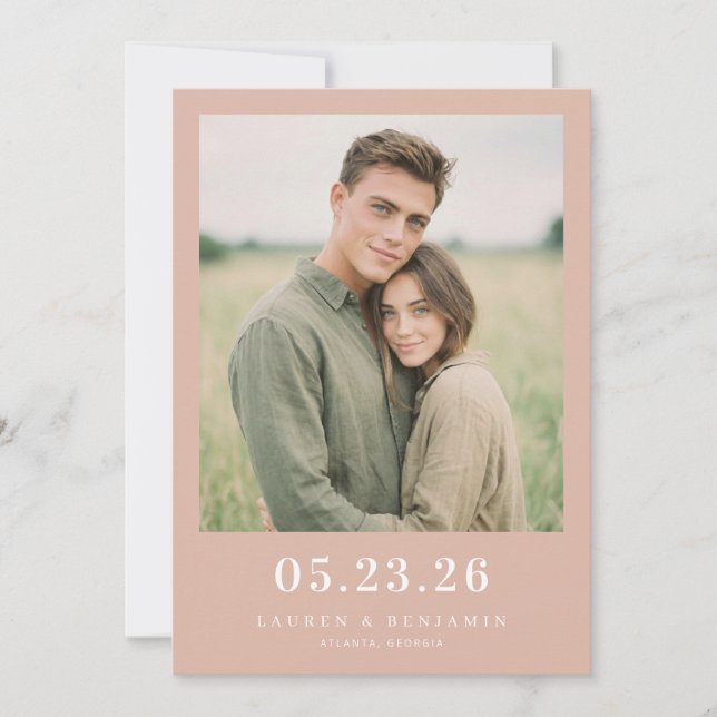 Reserve A Data Romantic Peach Minimalist Photo (Frente)