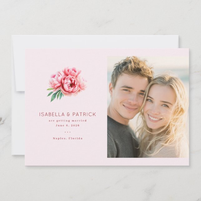 Reserve A Data Romantic Pink Floral Photo (Frente)