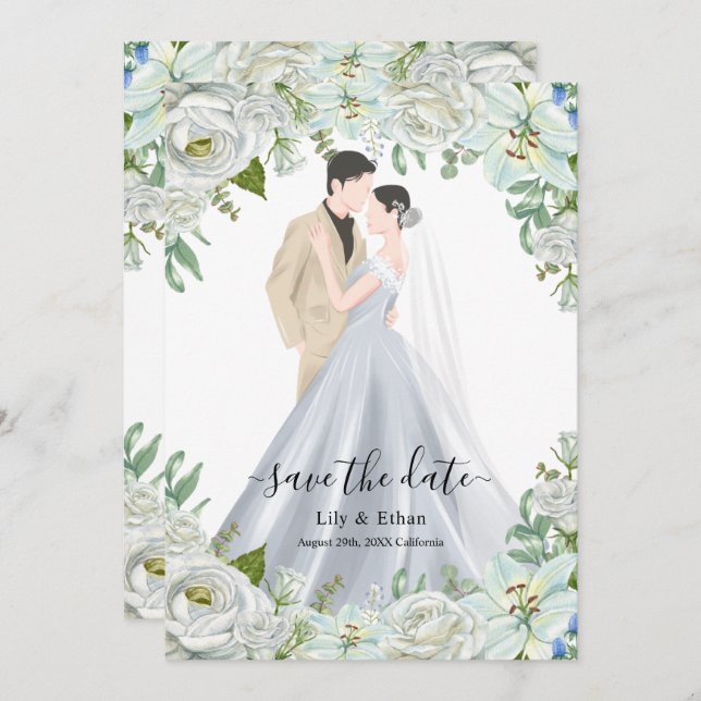 Reserve A Data Romantic Watercolor Wedding (Frente/Verso)