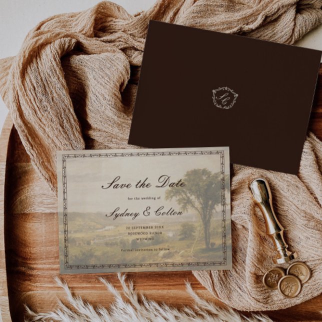 Reserve A Data Romantic Western Ranch Wedding Save The Date (Criador carregado)