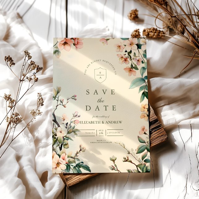 Reserve A Data Romântica Arte Floral Nouveau Casamento (Criador carregado)