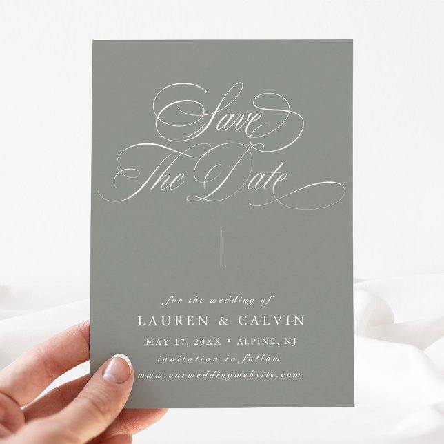 Reserve A Data Romântica Caligrafia Verde (Criador carregado)