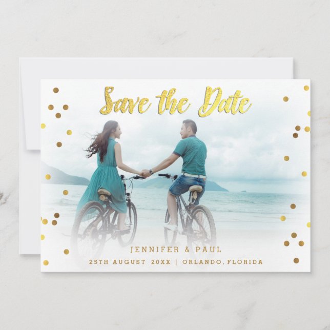 Reserve A Data Romântica Confetti Salva A Foto De Casamento De Da (Frente)