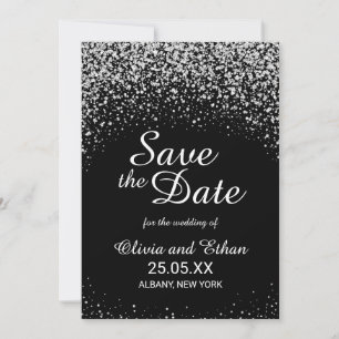Reserve A Data Romântica Silver Glitter Night Sky