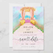 Romântico Arco Floral Aquarela Salve a Data