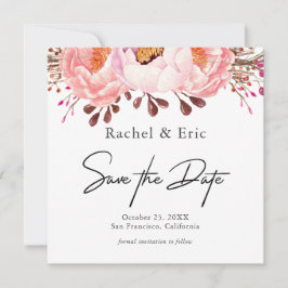 Reserve A Data Romântico Blush Floral Salve a placa de data