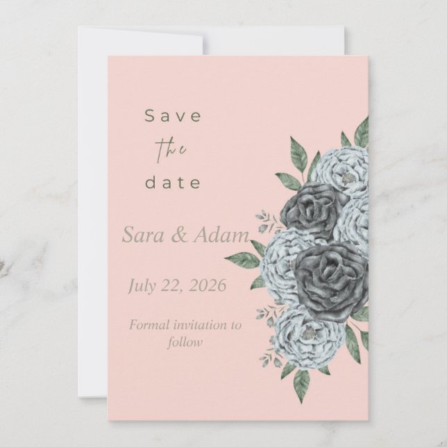 Reserve A Data Romântico Floral Aquarela Salve a Data (Frente)