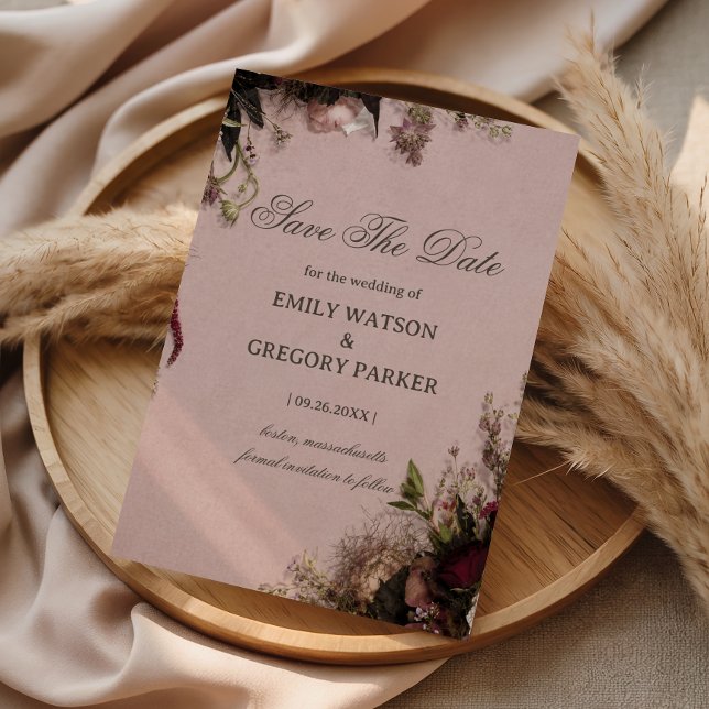 Reserve A Data Romântico Floral Rosa (Criador carregado)