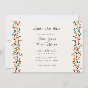Reserve A Data Romântico Moderno Coroa Floral Elegante Casamento
