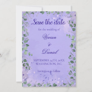 Reserve A Data Romântico Roxo Verde Salve a Data Casamento