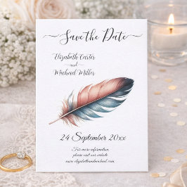Reserve A Data Romântico Save the Date Boho Casamento de Pena