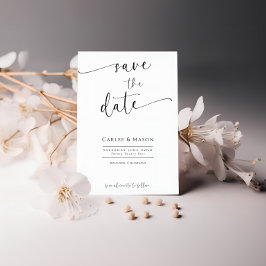 Reserve A Data Romântico Save the Date Preto e Branco em Letra Ma