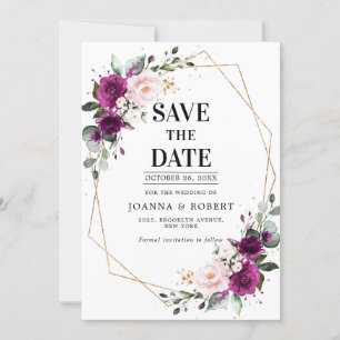 Reserve A Data Rosa cor-de-rosa Bege Ameixa Roxa Casamento Geomét