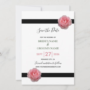 Reserve A Data Rosa Cor-de-Rosa Fita Preta Casamento Salve a Data
