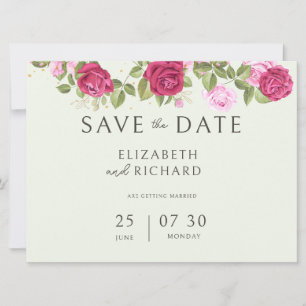 Reserve A Data Rosa de Aquarela Pastel Floral Casamento