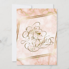 Reserve A Data Rosa de Casamento e Caligrafia do Ornamentado Marb