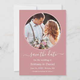 Reserve A Data Rosa de Foto Redonda Moderna Elegante