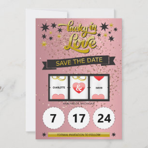 Reserve A Data Rosa Dourada Glitter Lucky in Love Salvar Data